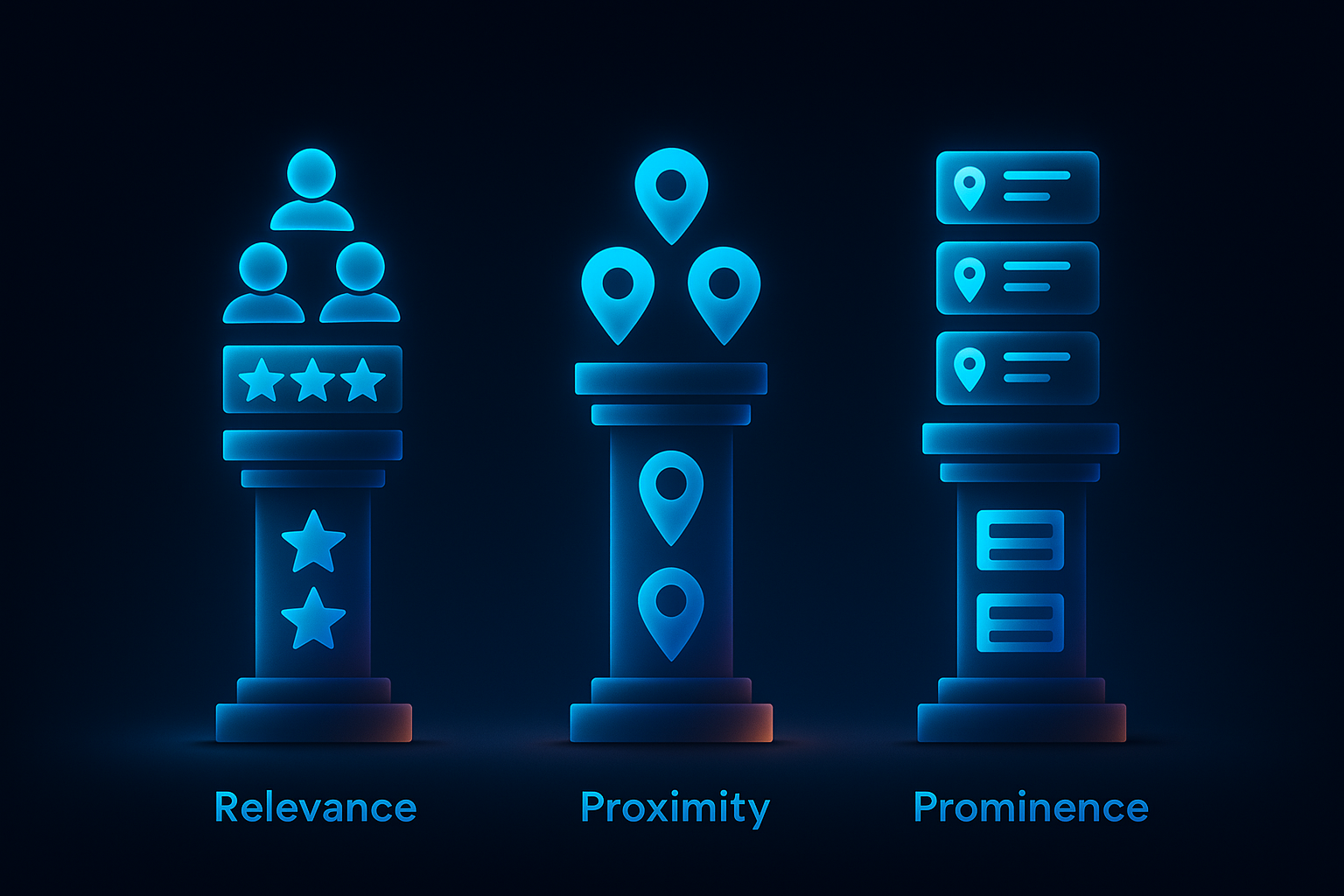 Google Maps ranking factors for Houston service businesses showing relevance proximity and prominence pillars