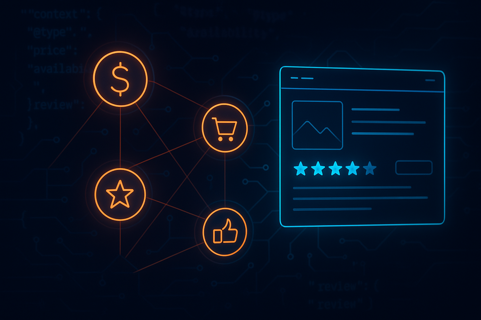 Structured data schema markup for Shopify product pages showing price, reviews, and availability